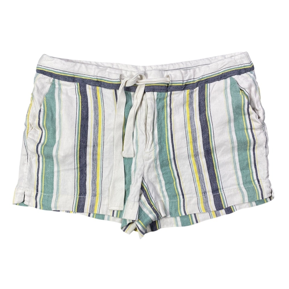 Loft Linen Blend Shorts Womens 12 Striped Coastal Summer Beach Resort Pastel